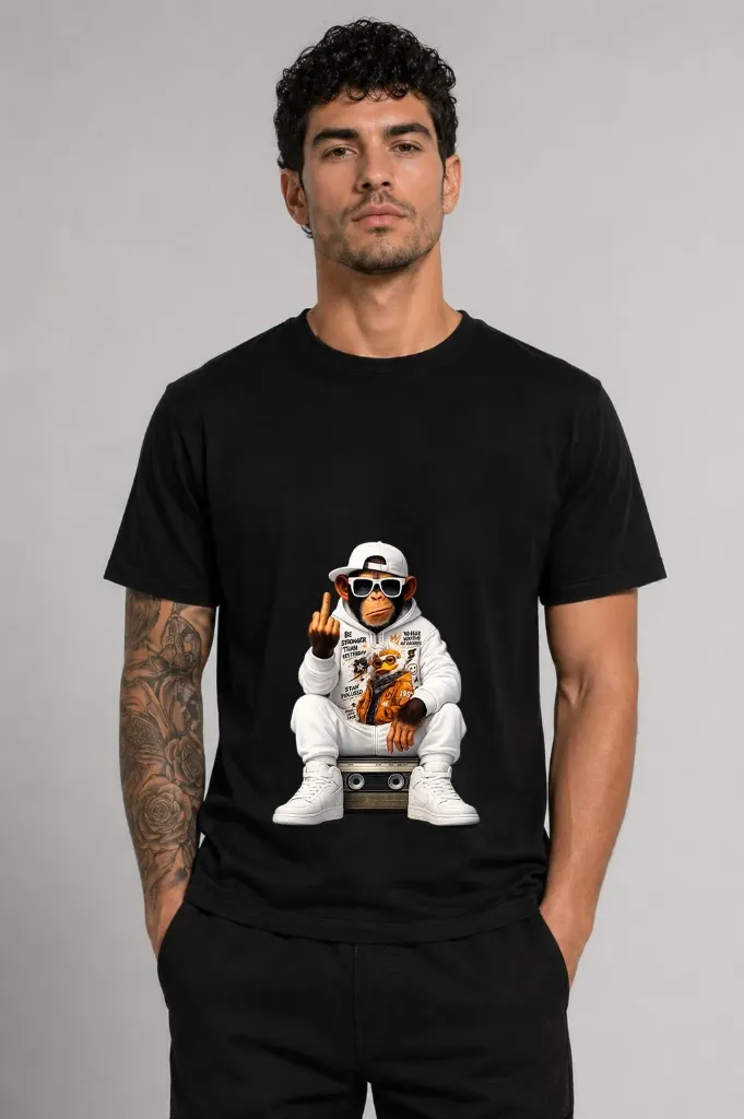 Monkey black T-shirt