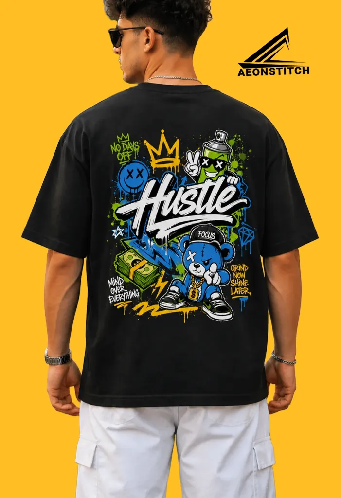 BLACK OVER SIZE HUSTLE